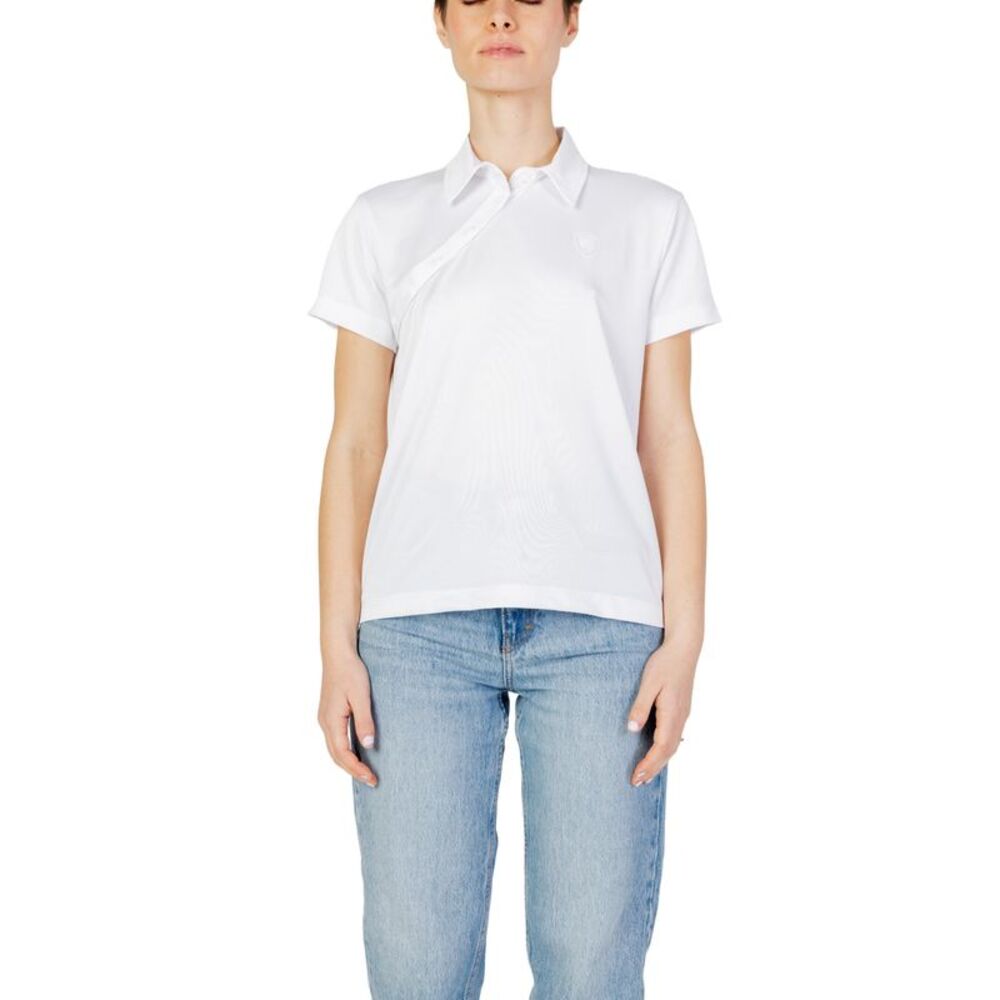 Blauer Asymmetrical Pique Polo Shirt Women White Polos